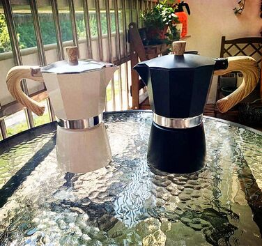 Кавоварка-кавоварка для приготування мокко, 6 чашок (300 мл), алюмінієва перколяторная плита, кавоварки з дерев'яною ручкою (чорного кольору)