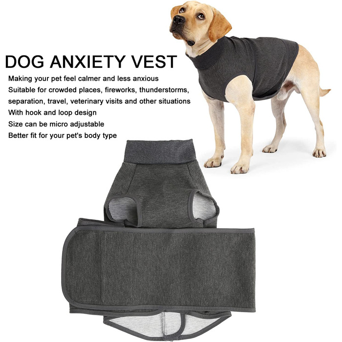 Куртка Qcwwy для собак, куртка для собак, зручна куртка для собак, заспокійлива куртка для собак, дихаюча куртка для собак, із застібкою-липучкою (XXL)