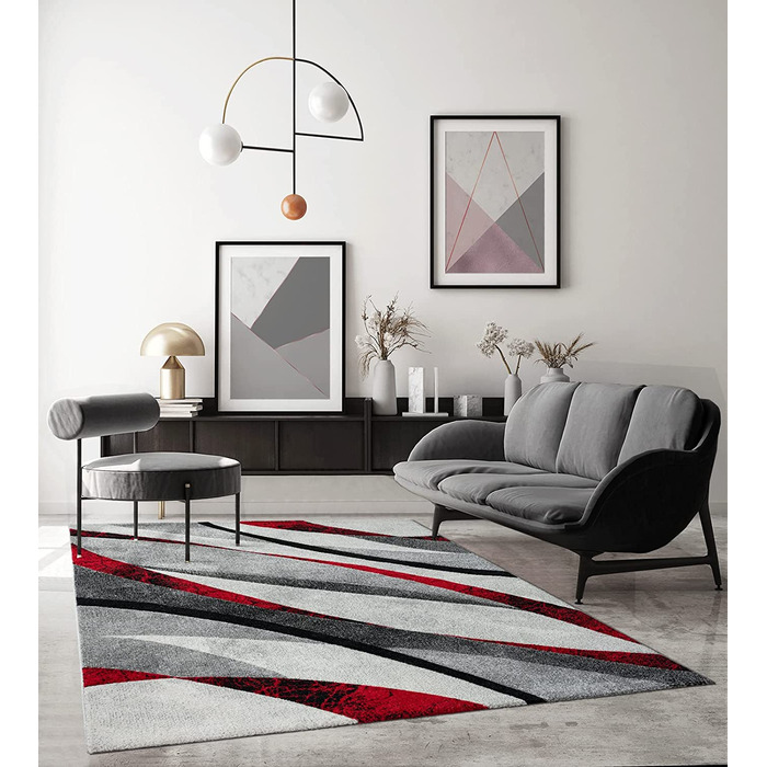 Килим для дому The Carpet 120х170 см сіро-червоний
