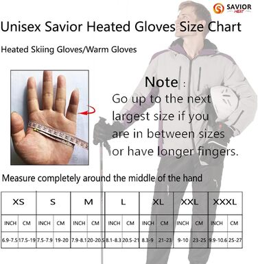 Обогріваючі рукавички SAVIOR HEAT для чоловіків та жінок, рукавички для зимового катання на лижах та ковзанах, рукавички для артриту, акумулятор 7.4V 2200mAh, USB-зарядка, чорний (XL)