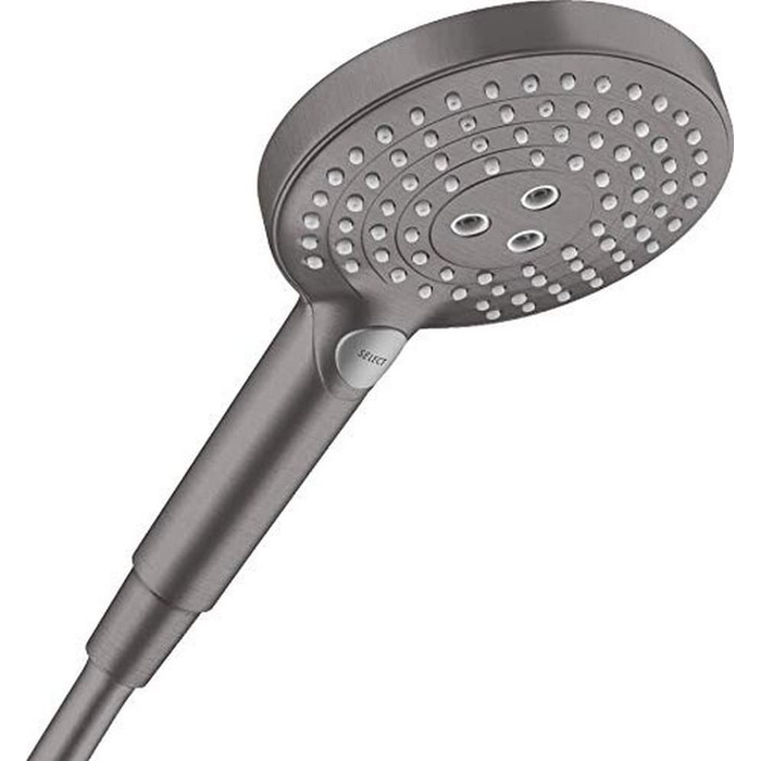 Душова лійка Hansgrohe Raindance Select S, 9 л/хв (EcoSmart), ручна, 3 режими, діаметр 120 мм, з антинакипною функцією, (Brushed Black Chrome)