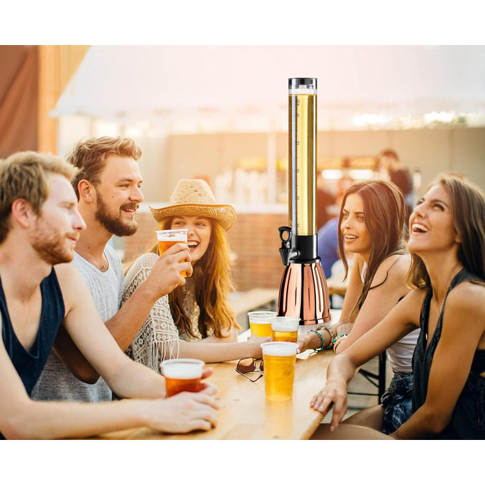 Набір для розливу пива OGGI Bierturm 3L з краником та охолоджувальною трубкою для льоду, 3 літри, з нержавіючої сталі, для вечірок та свят