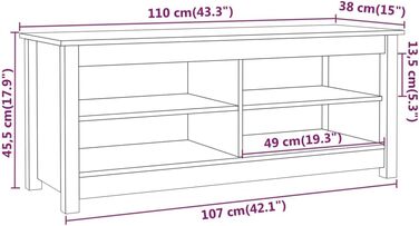 Підставка для взуття 70x38x45,5 см сосна (110x38x45,5 см, медовий коричневий)