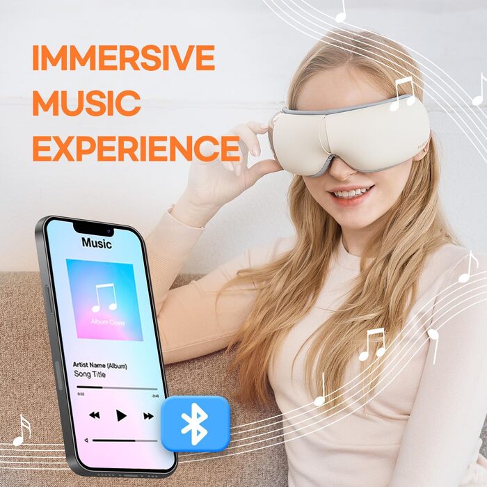 Масажер для очей HubiCare з підігрівом та вібрацією для зняття напруги, мігрені та зменшення втоми очей (Бежевий)