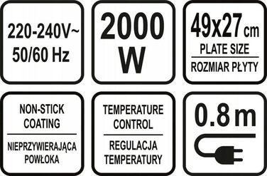 Електричний настільний барбекю Lund 2000 Вт 49 x 27 см