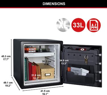 Master Lock Сейф вогнестійкий та водонепроникний з кодовим замком, потрійний захист (пожежа, вода, перевезення), електронний код, 33.6L, 45.3 x 41.5 x 49.1 см