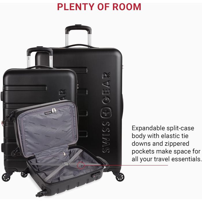 Чемодан SwissGear 7366 Hardside з розширюваним об'ємом та спін-колесами (3-Piece Set) - Зелений/Чорний