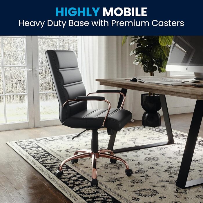 Крісло шеф Flash Furniture, обшите білою шкірою, з червонозолотим каркасом, 61 x 58,5 x 103,5 см