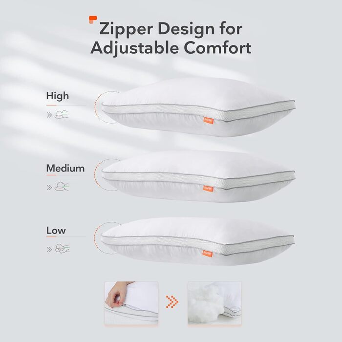 Набір фіксованих подушок Sweetnight з 2,Розкішна готельна подушка Comfort Pillow Набір з 2,Allegiker Pillow М'яка дихаюча подушка для сну біля ліжка 48 x 74 см, SN-UP002-S-2-XJ, біла (4 шт. (), 4 шт. и)