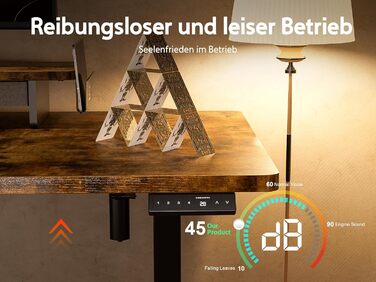 Електричний регульований стіл WALKINGDESK 100x60 см з ящиками, підставка для монітора та тримач для телефону. Для дому та офісу. Колір: рустикальний коричневий