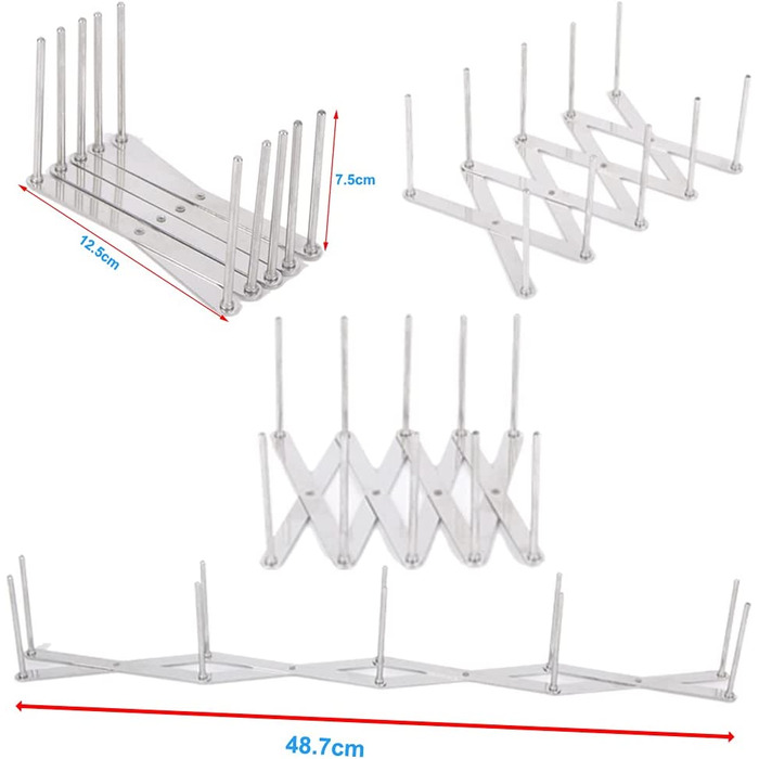 Тримач для ребер HunDun, Тримач кришки (комплект з 2 предметів), тримач для ребер з нержавіючої сталі, Тримач кришки каструлі, регульована довжина, Сітка для полоскання