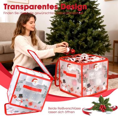 Органайзер для прикрас на ялинку Flow Fire: коробка для зберігання 2 шт., 64 відділення, під ялинкові кулі 7 см