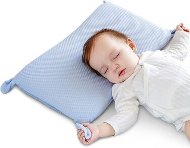 Дитяча подушка Koshine з кролячими вушками, піна з пам'яттю, 6-36 міс, небесно-блакитна, 50x29 см