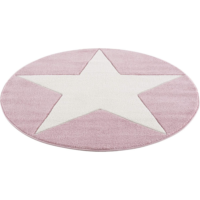 Дитячий килим Livone круглий з зіркою 133 см рожевий