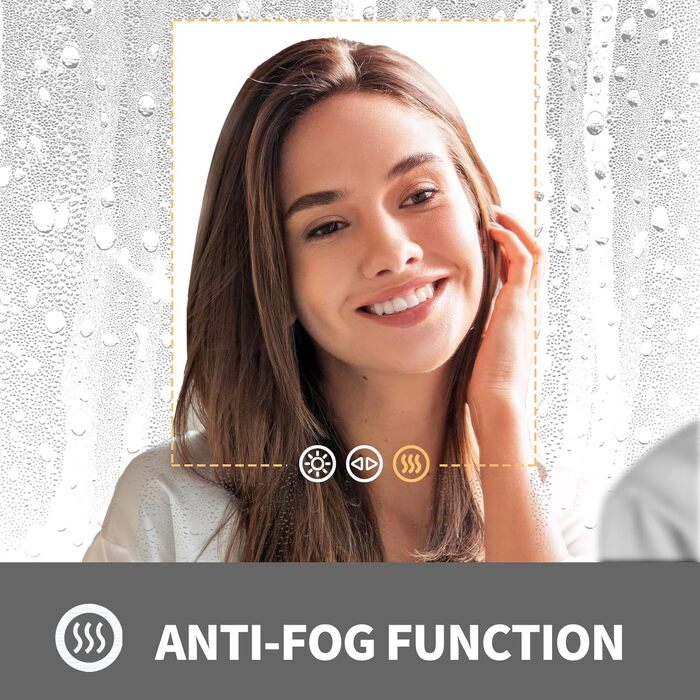 Дзеркало для ванної кімнати LUVODI кругле, 80 см, з підсвічуванням, золото, з сенсорним вимикачем, проти запотівання