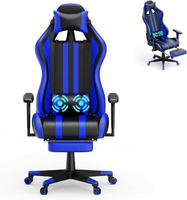 Ігрове крісло AufuN ергономічне з вібромасажем макс 150 кг синє