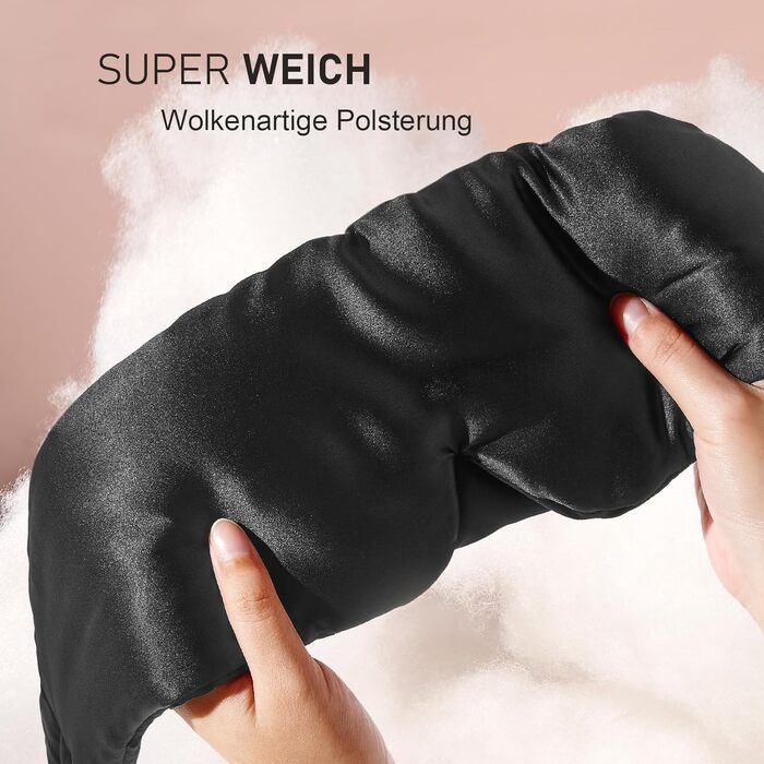 Шовкова маска для сну LitBear, 100% шовк 22 momme, для жінок та чоловіків, регульована, з підкладкою, чорна