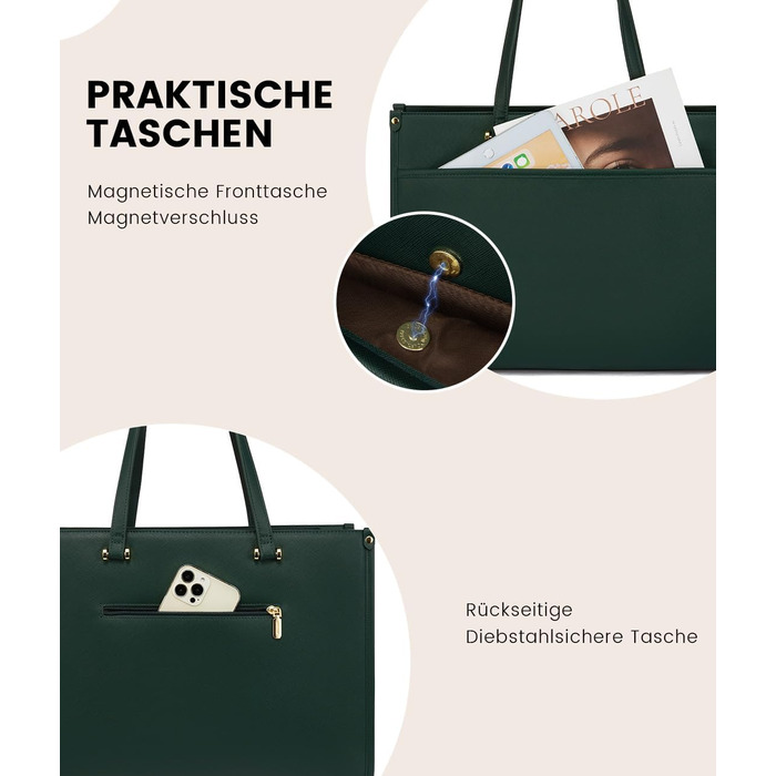 Сумка для ноутбука LOVEVOOK для жінок, 15.6 дюймів, шкіряна, водонепроникна, сумка-шоппер, ділова, для навчання, чорна, бежева, коричнева, темно-зелена