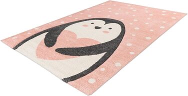 Килимок Qiyano для дитячої кімнати Ігровий килимок з тваринним мотивом Ведмідь Панда Ведмідь Кролик Пінгвін Дитячий килимок для хлопчика і дівчинки, мотив пінгвін, колір рожевий, розмір 80 х 150 см 120 х 170 см Rosa400