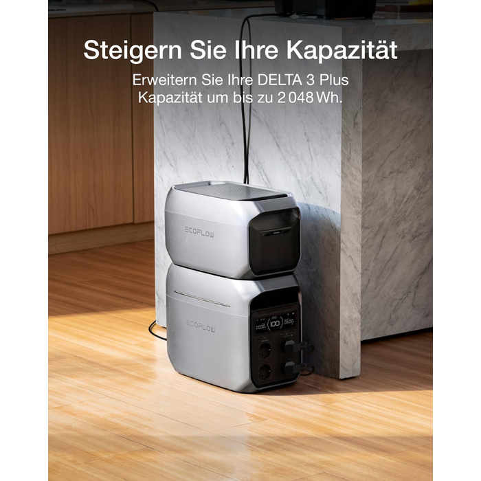 Портативна електростанція EcoFlow DELTA 3 Plus+EB: 1024 Wh, LiFePO4, 1800W (3600W пік), сонячний генератор для резервного живлення та кемпінгу