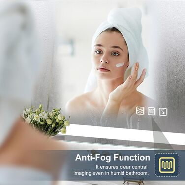 Дзеркало для ванної кімнати S'bagno Bluetooth з підсвічуванням 100x70 см, LED, антизапар, диммер, Bluetooth, HD скло, IP44, горизонтальне/вертикальне