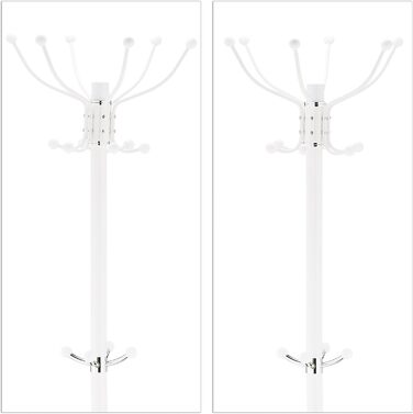 Стійка для одягу Relaxdays з підставкою для парасольки, 16 гачків, 176,5 x 36,5 см, з мармуровим основанням, золота/біла