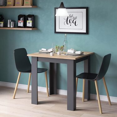 Стіл обідній Vicco Karlos, 80x80 см, дуб/антрацит, для їдальні