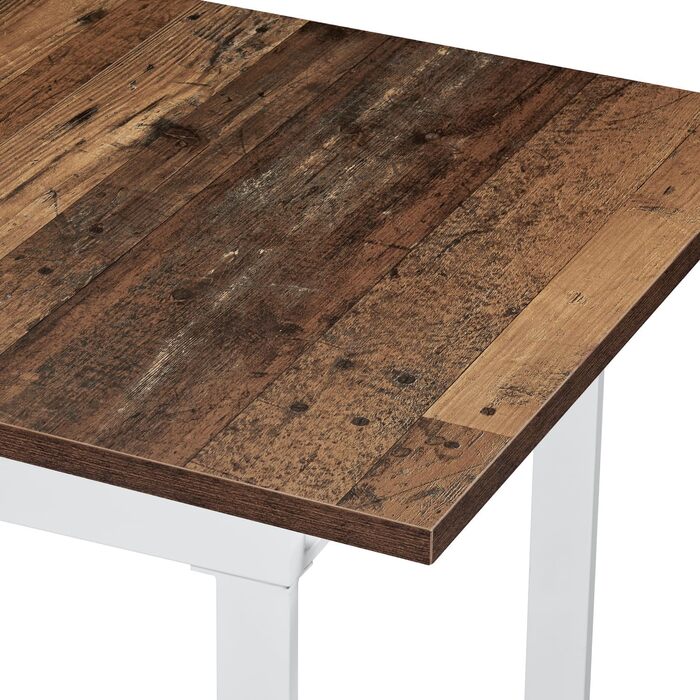 Розсувний обідній стіл Anna B&D home | 120-160 x 80 см, на 4-6 осіб | Скандинавський стиль, Texas-Eiche | Чорне металеве підстав'я, для кухні та їдальні