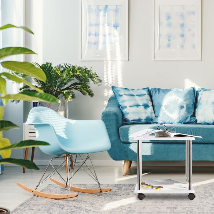 Зручний приставний столик Relaxdays на коліщатках з двома ящиками