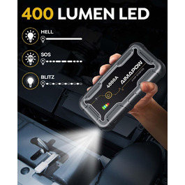 Powerbank Starthilfe AIMAPOW для автомобіля з компресором 160PSI, 27000mAh, 4000A, для бензинових та дизельних двигунів (до 12.0L), LED-ліхтар 600 LUM