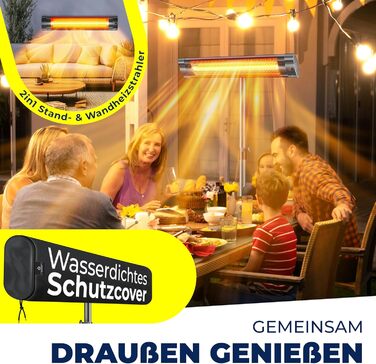 Інфрачервовий обігрівач KESSER® 2500W з пультком та захисним чохлом, телескопічна стійка, для тераси та дому