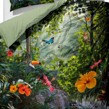 Бавовняна Атласна постільна білизна з цифровим друком Габріель Грін, джунглі, розмір (200 см х 200 см)