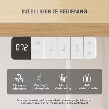 Регульований стіл Claiks з підняттям, 80 кг, 3 пам'ять, для дому/офісу, білий (180 x 80 см, бежевий)