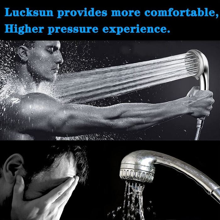 Душова лійка і шланг Lucksun 7 режимів 200 см срібляста