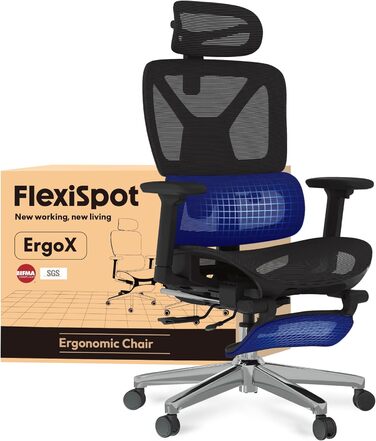 Крісло офісне ергономічне FLEXISPOT C7 Lite Mesh, чорне. Регульовані підлокітники 3D, підголовник, спинка 5D, до 130 кг