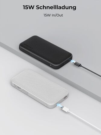 Набір з 2 шт. , ультратонкий, 15 Вт USB C, сумісний зі смартфонами, планшетами, ноутбуками, 10000mAh