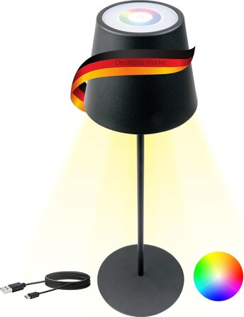 Стійка лампа Schwaiger OTL200 з нічним світлом LED, RGB, акумулятор, диммування, IP44, чорний (для дому та саду)