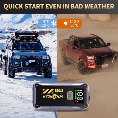 Powerbank Starthilfe 4000A: Портативний пусковий пристрій для авто 12V з LCD дисплеєм та LED ліхтариком. Підходить для бензинових (9.0L) та дизельних (7.5L) двигунів. Ідеально для SUV, мотоциклів та газонокосарок.