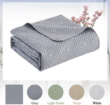 Покривало Qucover покривало для ліжка 240x260 см сірого кольору, покривала з мікрофібри, Комплект покривала для ліжка з 2 наволочками 50x75 см, стьобана ковдра, зшита методом 3D-ультразвуку, покривало для дивана покривало для ліжка покривало 240x260 сірог