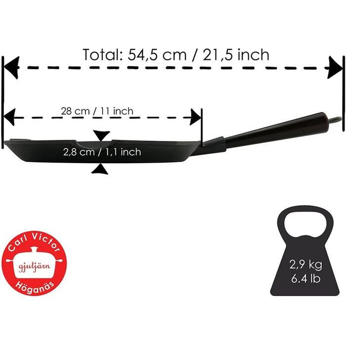 Carl Victor - чавунна сковорода-гриль квадратна 28x28 см з дерев'яною ручкою