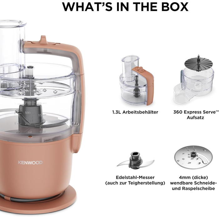 Кухонний комбайн Kenwood MultiPro Go FDP22.130GY: компактний, 650 Вт, 1.3 л, для нарізки, натирання, пюрування та замішування тіста, блакитний (Express Serve)