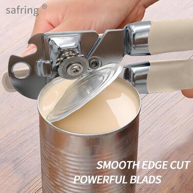 Ручний відкривач консерв з нержавіючої сталі, міцний, з комфортною ручкою та функцією відкривання пляшок, Бежевий