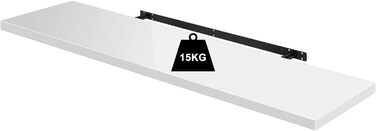 Полиця настінна WOLTU Volato набір 2 шт, плаваюча, для CD/DVD, книг, дерево, 110x22.9x3.8 см, біла глянцева RG9483ws-2