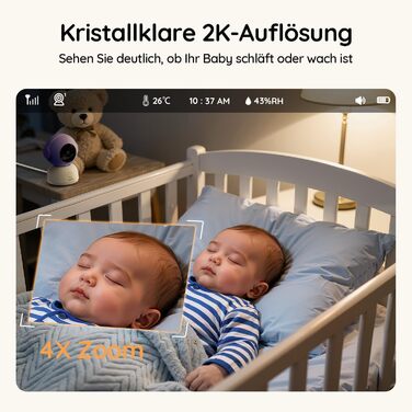 Відеоняня BOIFUN 2K/3MP з камерою Wi-Fi, нічним баченням, 5