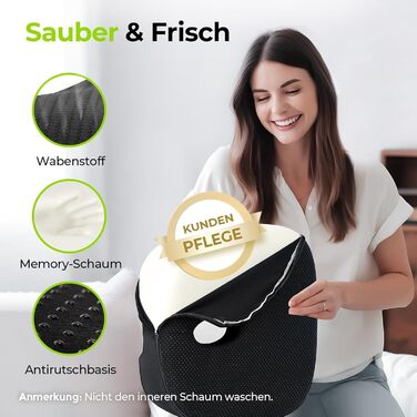 Ортопедична подушка для сидіння AUVON: комфорт при геморої, простатиті, болях у попереку та під час вагітності. Підходить для офісного крісла, авто та інвалідного візка. Чорний колір.