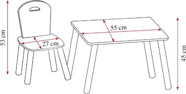 Дитячий стіл Kesper з 2 стільцями, ДВП, 55x55x45 см, білий 17712 13