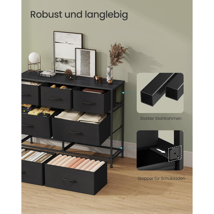 SONGMICS Комод зі 7 висувними ящиками, шафа для зберігання, сталь, MDF, флізелін, для спальні, прихожої, вітальні, білий (LGS323WH01)