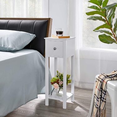 Нічний столик Yaheetech (2 шт.) з шухлядою та полицею, білий - для вітальні та спальні