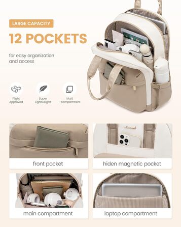 Сумка-рюкзак LOVEVOOK для жінок, з відділенням для ноутбука, водонепроникна, для подорожей, роботи, навчання, універсальна, 1-hellgrün-beige (15,6 дюймів, сіро-рожевий)