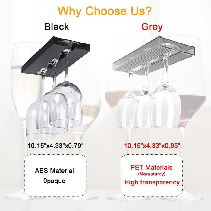 Тримач для келихів DESONAUT під шафу, сірий, 4 шт. - органайзер для келихів та окулярів